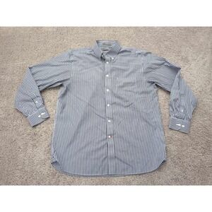 Daniel Cremieux Button Up Shirt Mens L Blue Vertical Stripes LongSleeve Non-Iron